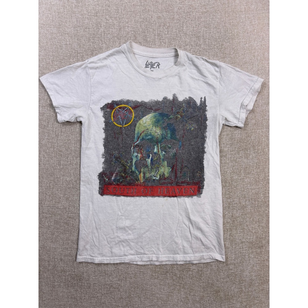 Slayer South of Heaven World Sacrifice Tour 1989 Graphic T-Shirt Mens Small Gray